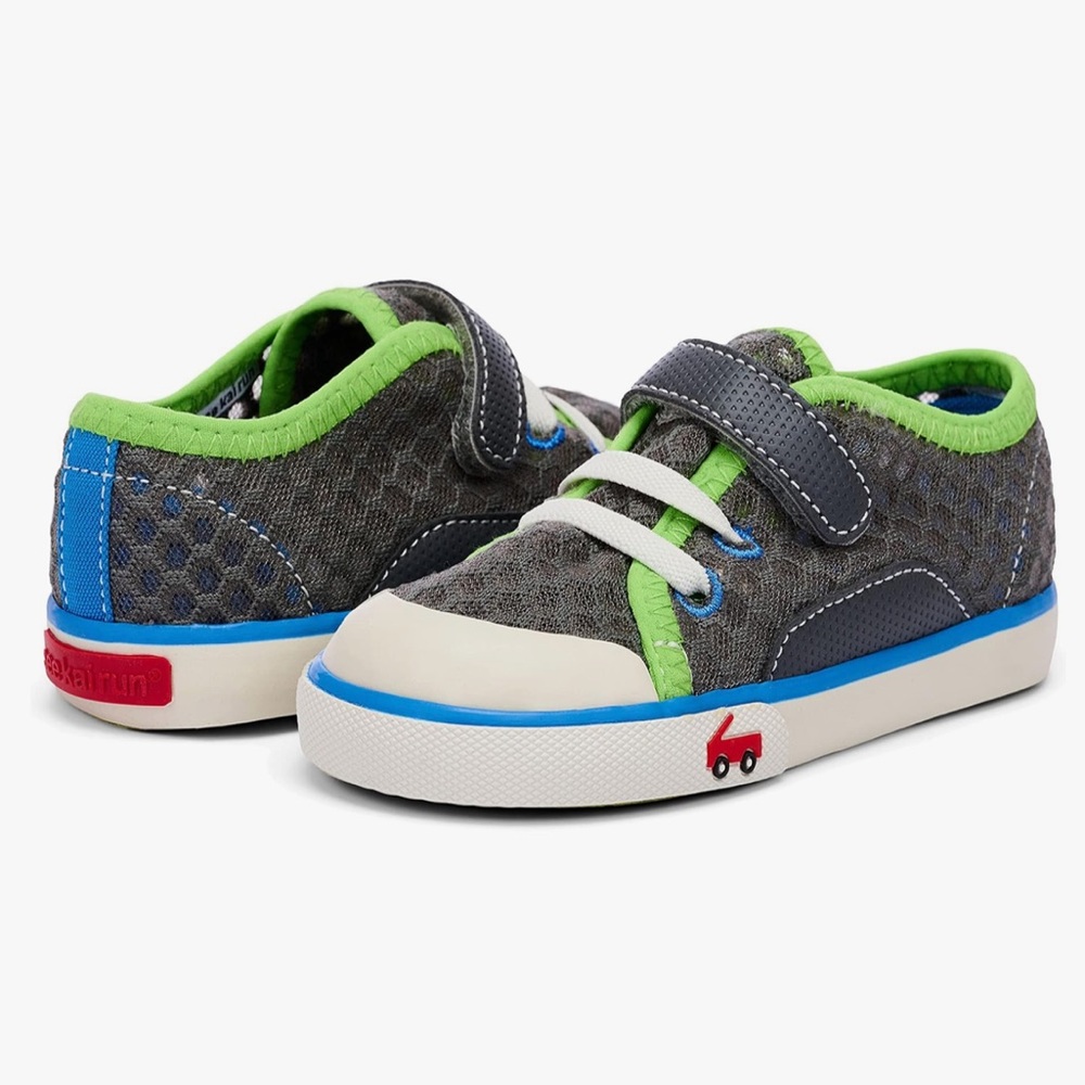 SEE KAI RUN Saylor Toddler Kids Grey & Green Sneakers Tennis Shoes w Velcro